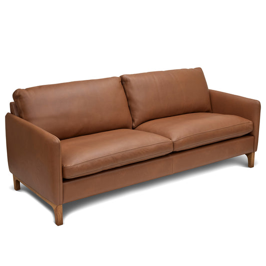 Brun 3-sits soffa i äkta läder med spårbart skinn