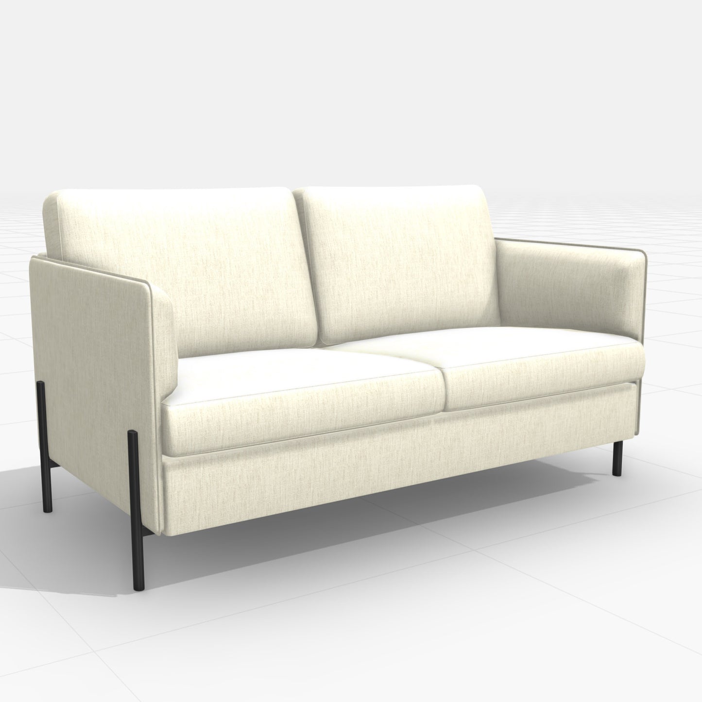 3D skiss på en liten 2 sits soffa i soffgruppen Dublin
